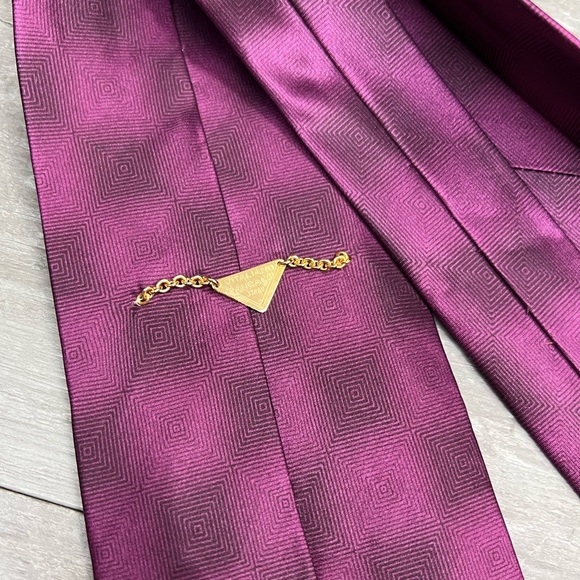 Vitaliano Pancaldi Purple Abstract Pattern Silk Tie - Picture 3 of 6